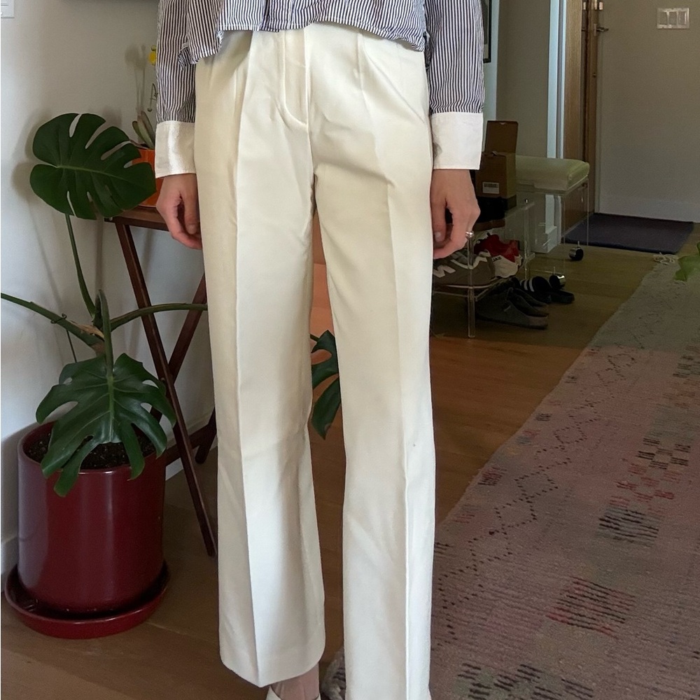 Hebron Tailored Cream High-Waist Trousers - XS